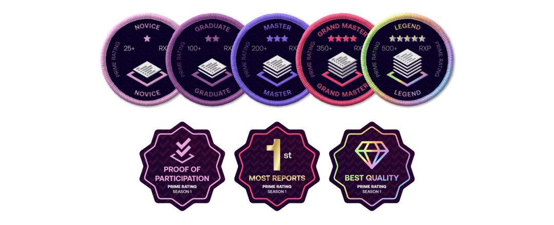Prime Rating - Achievement Badges POAPs