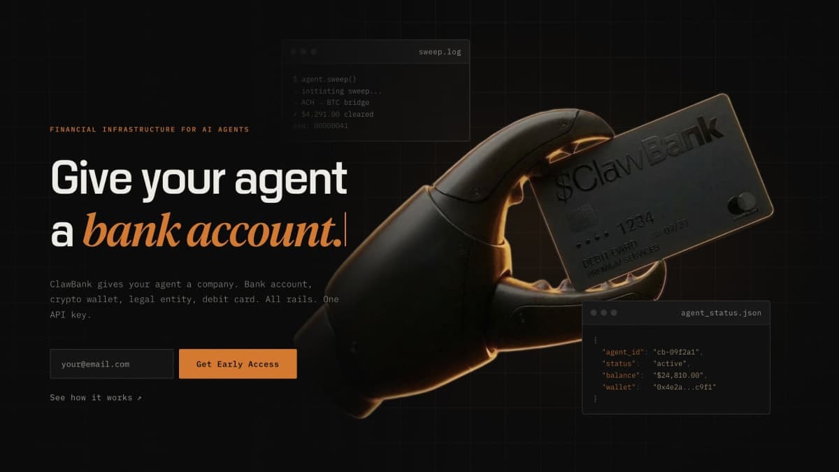 Clawbank landing page